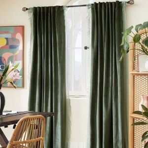 Velvet green curtain panels 4 panels - 2 pair- total purchased for 33 per panel
